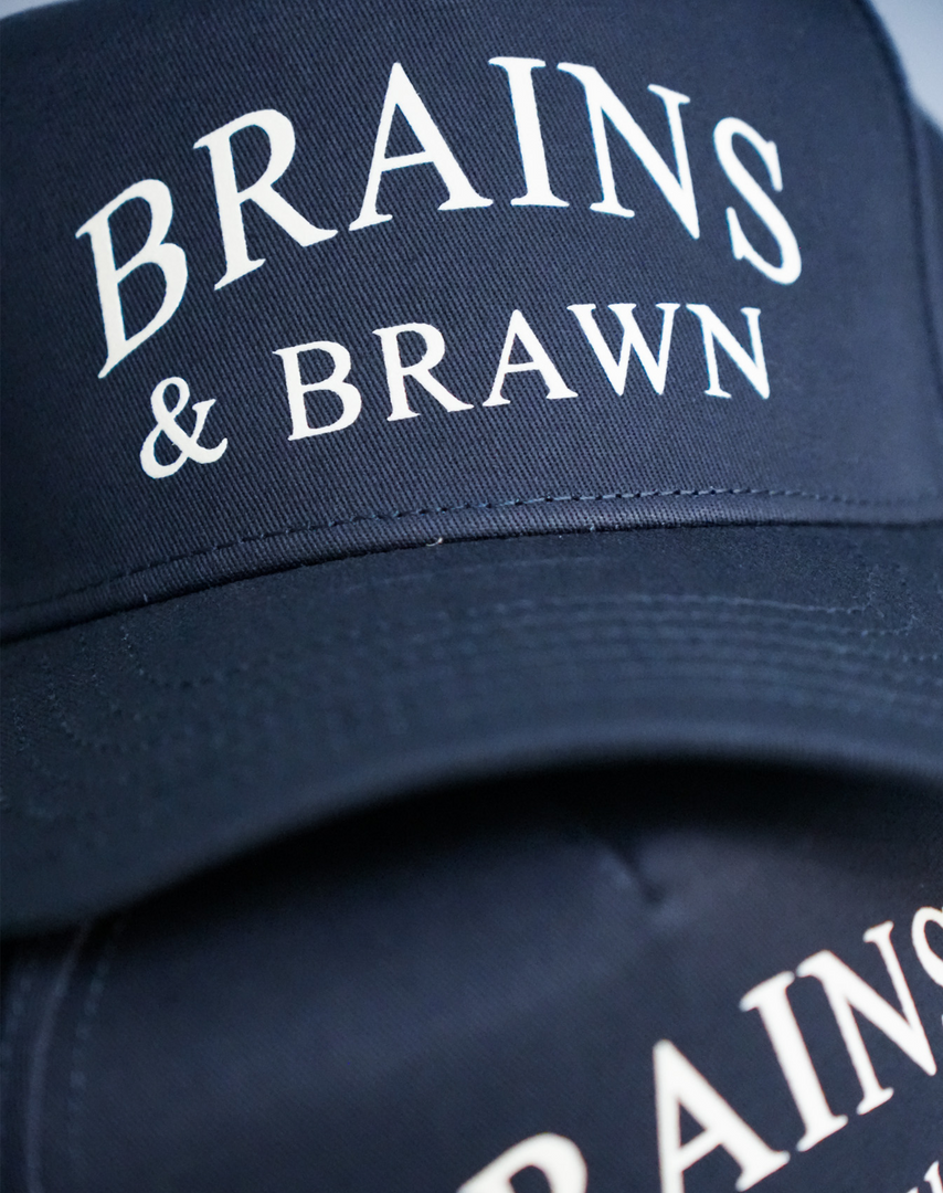 Brains & Brawn Curved Brim Snapback (Navy & Champagne)